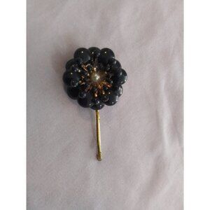 Vintage Floral Hair Bobby Pin With Faux Pearl Center For Women